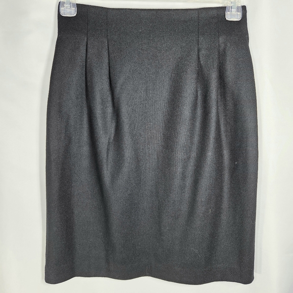 Requirements Black 100% Wool Fully Lined Back Slit Pleated Waist Skirt Size 10 - Picture 1 of 9